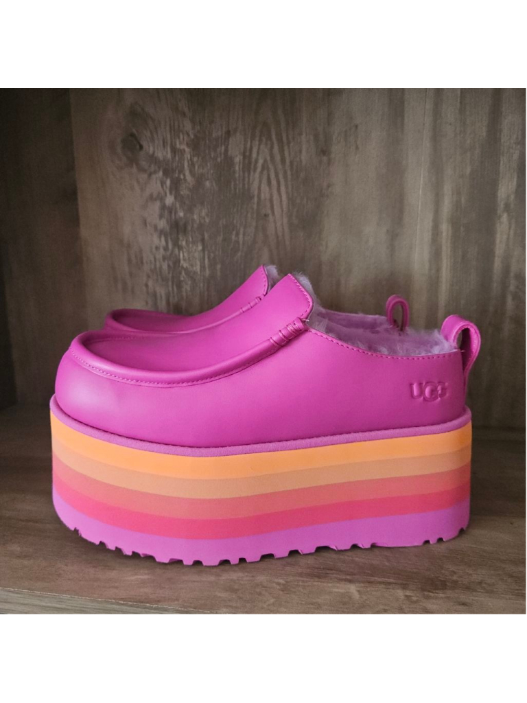 Ugg Urseen All Gender Platform Slide On Multicolor Pink Lamb Wool Womens 6 Nib